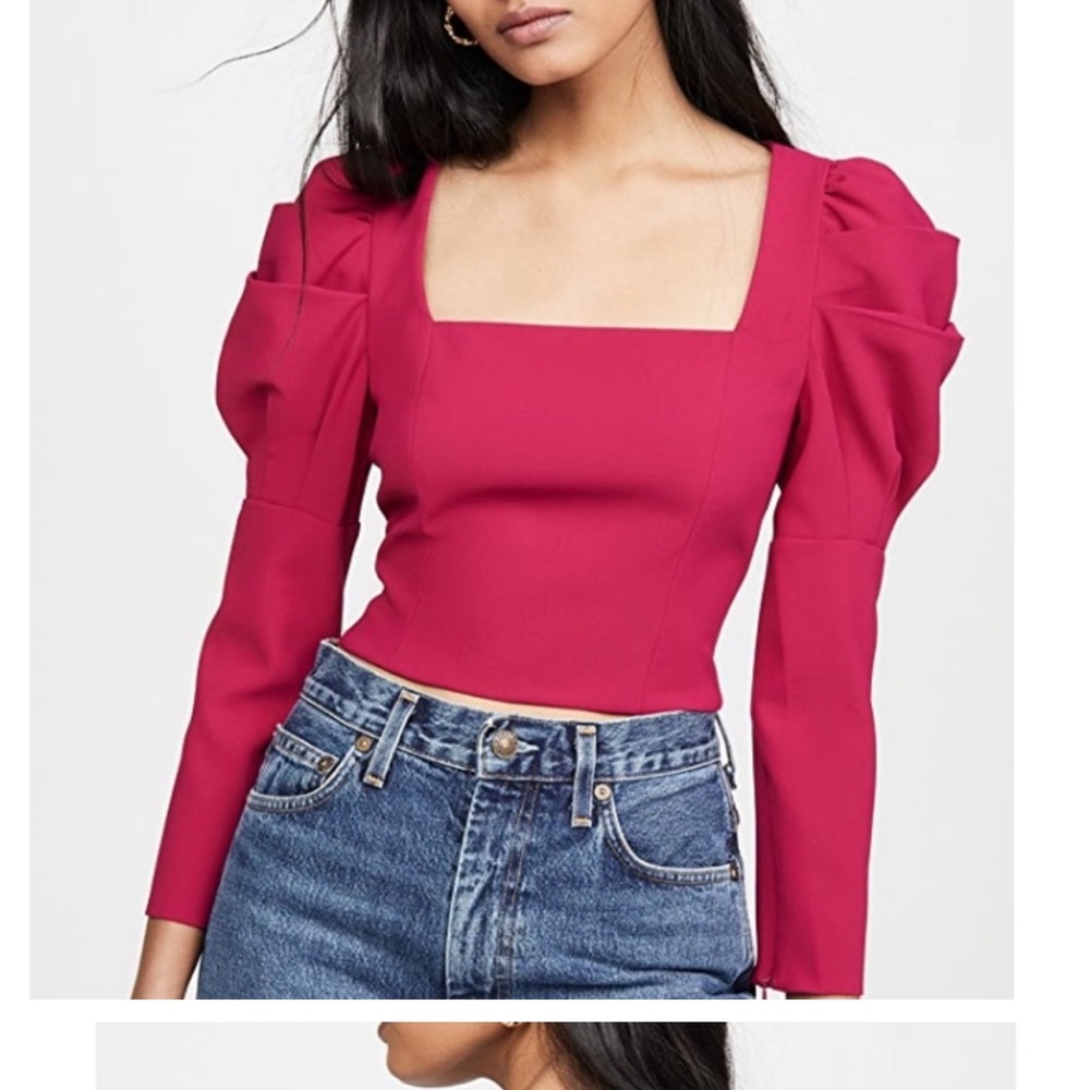 NWT ALICE + OLIVIA Raspberry Rach Puff Sleeve Top